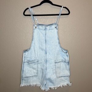 Aerie Light Wash Denim Shortalls 🤍 | NWOT | Size Large